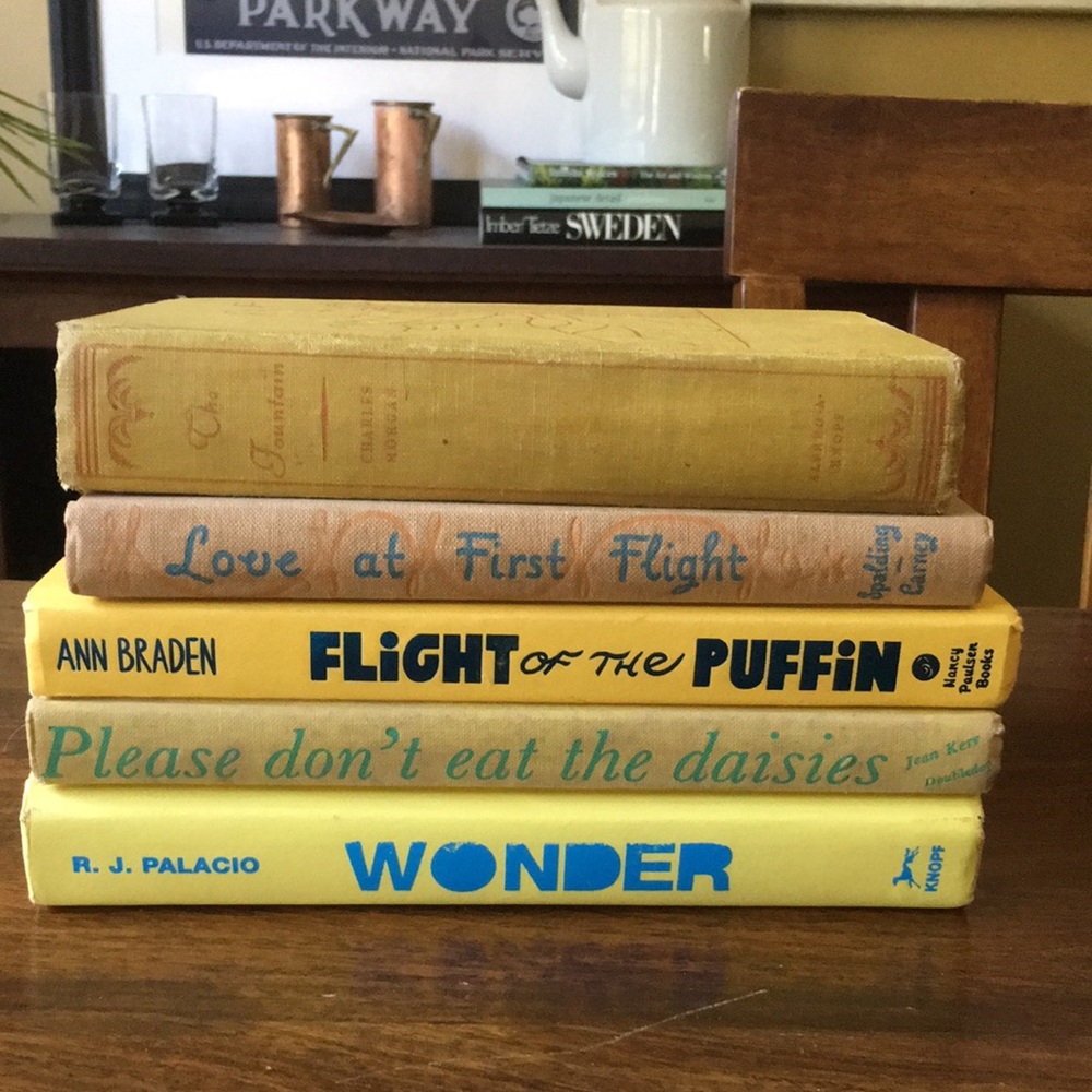 Mixed Vintage and Newer Yellow Gold Book Stack (Set of 6) Cute Interior Decor
